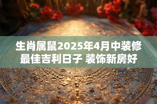 生肖属鼠2025年4月中装修最佳吉利日子 装饰新房好日子