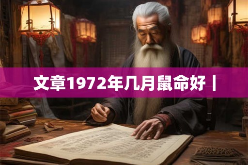 文章1972年几月鼠命好｜