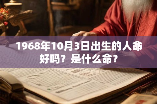1968年10月3日出生的人命好吗？是什么命？