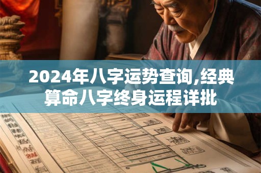 2024年八字运势查询,经典算命八字终身运程详批