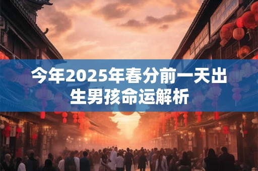 今年2026年春分前一天出生男孩命运解析 今年2026年春分前一天出生男孩命运解析