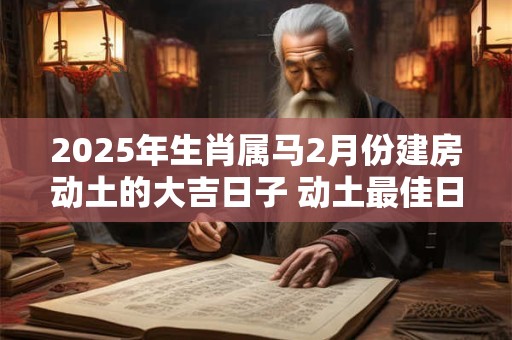 2025年生肖属马2月份建房动土的大吉日子 动土最佳日期
