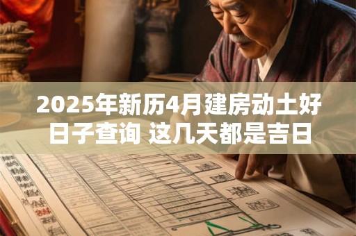 2025年新历4月建房动土好日子查询 这几天都是吉日