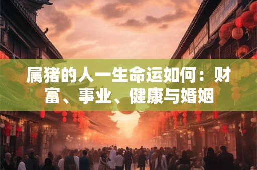 属猪的人一生命运如何：财富、事业、健康与婚姻