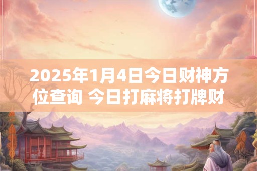 2025年1月4日今日财神方位查询 今日打麻将打牌财运方位！