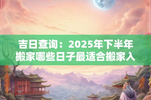 吉日查询：2025年下半年搬家哪些日子最适合搬家入宅