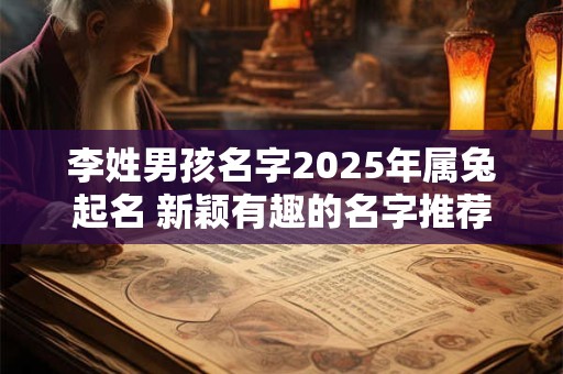 李姓男孩名字2025年属兔起名 新颖有趣的名字推荐