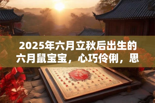 2025年六月立秋后出生的六月鼠宝宝，心巧伶俐，思虑致密