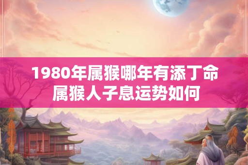 1980年属猴哪年有添丁命 属猴人子息运势如何