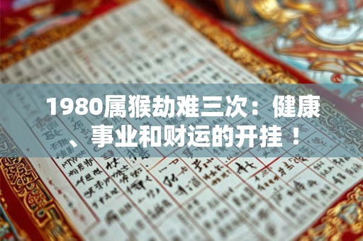 1980属猴劫难三次：健康、事业和财运的开挂 ！