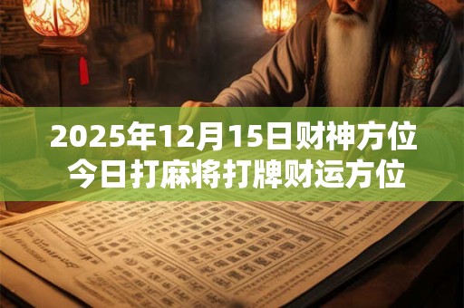 2025年12月15日财神方位 今日打麻将打牌财运方位！