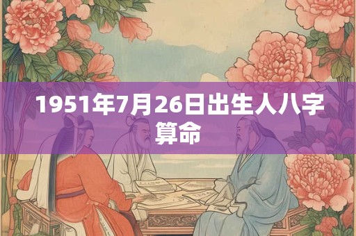 1951年7月26日出生人八字算命