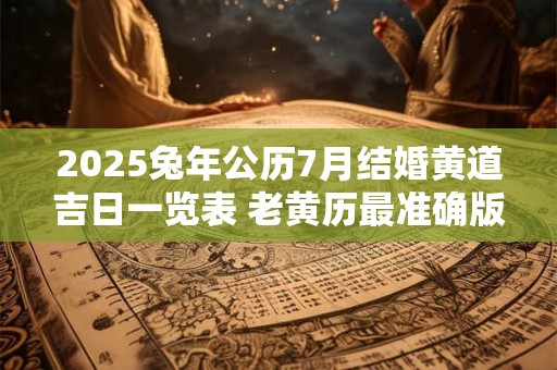 2025兔年公历7月结婚黄道吉日一览表 老黄历最准确版本
