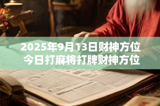 2025年9月13日财神方位 今日打麻将打牌财神方位！