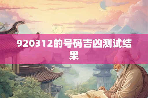 920312的号码吉凶测试结果