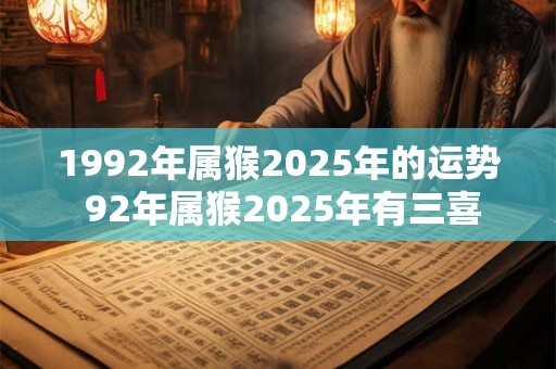 1992年属猴2025年的运势 92年属猴2025年有三喜