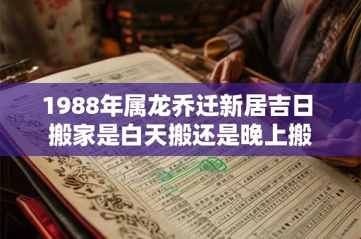 1988年属龙乔迁新居吉日 搬家是白天搬还是晚上搬