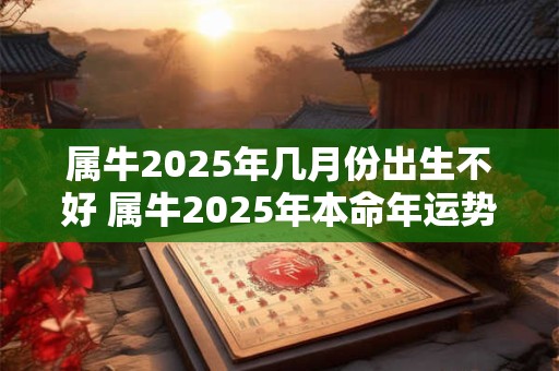 详细阅读:属牛2025年几月份出生不好 属牛2025年本命年运势 属牛2025年几月份出生不好 属牛2025年本命年运势