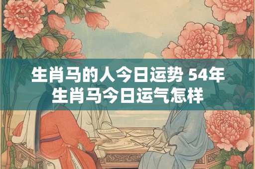 生肖马的人今日运势 54年生肖马今日运气怎样