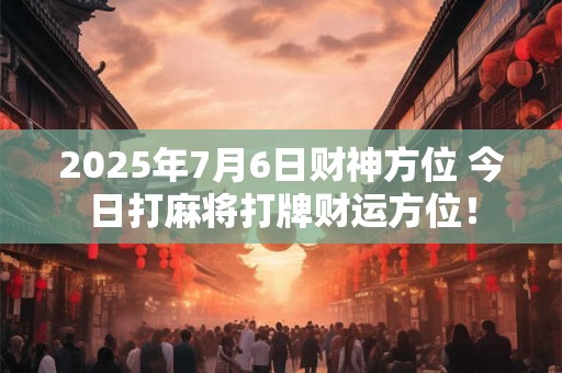 2025年7月6日财神方位 今日打麻将打牌财运方位! 2025年7月6日财神方位 今日打麻将打牌财运方位!