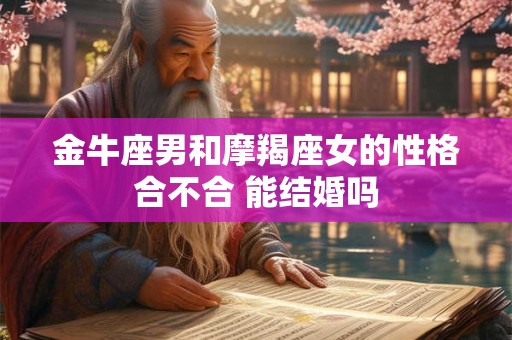 金牛座男和摩羯座女的性格合不合 能结婚吗