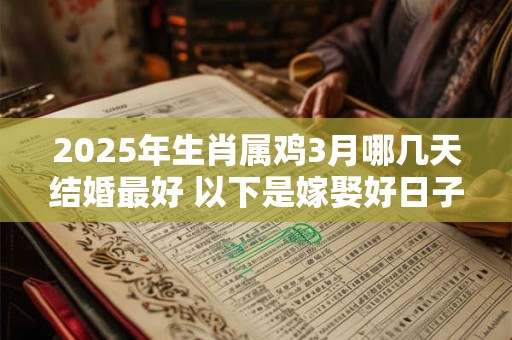 2025年生肖属鸡3月哪几天结婚最好 以下是嫁娶好日子