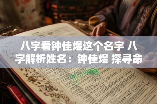 八字看钟佳煜这个名字 八字解析姓名：钟佳煜 探寻命运奥秘