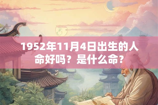 1952年11月4日出生的人命好吗？是什么命？