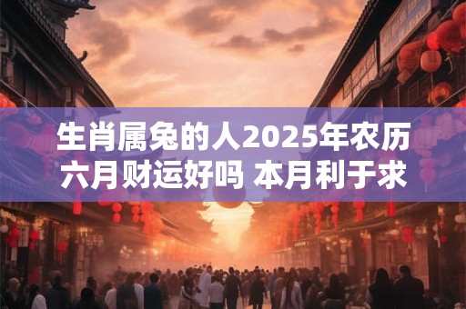 生肖属兔的人2025年农历六月财运好吗 本月利于求财合作