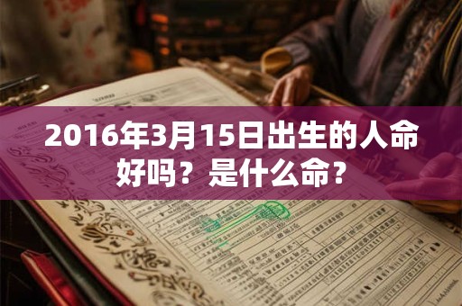 2016年3月15日出生的人命好吗？是什么命？
