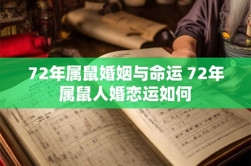 72年属鼠婚姻与命运 72年属鼠人婚恋运如何 72年属鼠婚姻与命运 72年属鼠人婚恋运如何