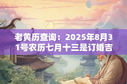 老黄历查询：2025年8月31号农历七月十三是订婚吉日吗