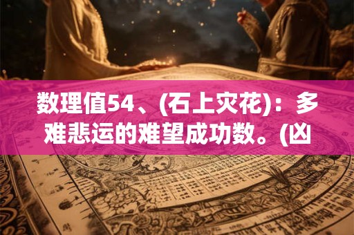 数理值54、(石上灾花)：多难悲运的难望成功数。(凶)
