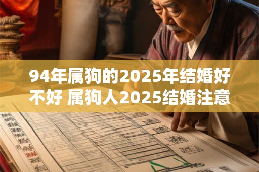 详细阅读:94年属狗的2025年结婚好不好 属狗人2025结婚注意事项 94年属狗的2025年结婚好不好 属狗人2025结婚注意事项