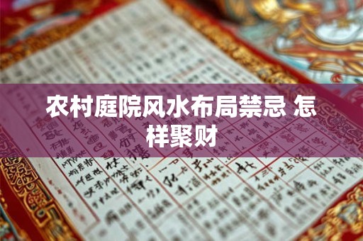 农村庭院风水布局禁忌 怎样聚财