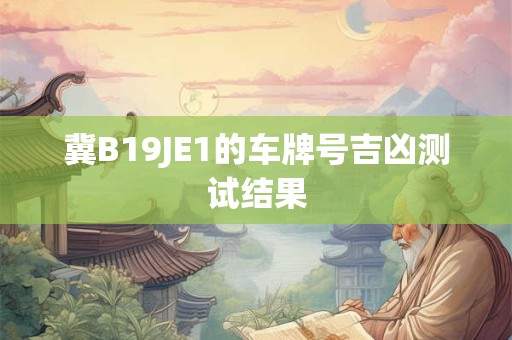 冀B19JE1的车牌号吉凶测试结果