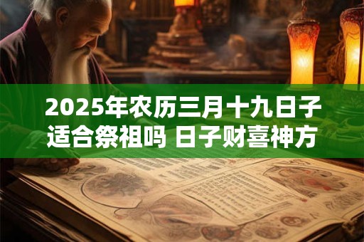2025年农历三月十九日子适合祭祖吗 日子财喜神方位