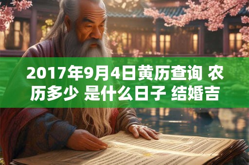 2017年9月4日黄历查询 农历多少 是什么日子 结婚吉时 2017年9月4日黄历查询 农历多少 是什么日子 结婚吉时