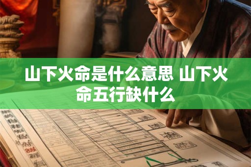 详细阅读:山下火命是什么意思 山下火命五行缺什么 山下火命是什么意思 山下火命五行缺什么