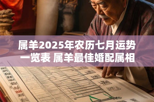 属羊2025年农历七月运势一览表 属羊最佳婚配属相