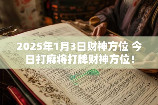 2025年1月3日财神方位 今日打麻将打牌财神方位！