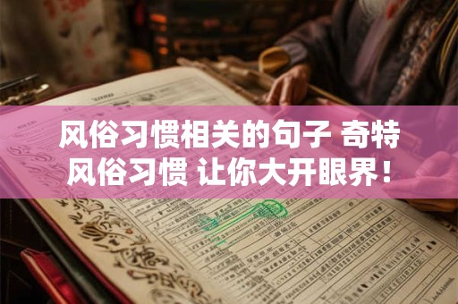 风俗习惯相关的句子 奇特风俗习惯 让你大开眼界！