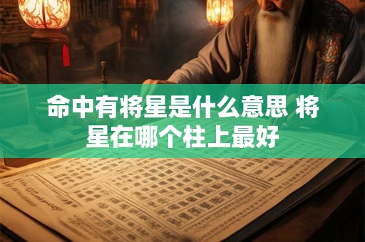 命中有将星是什么意思 将星在哪个柱上最好