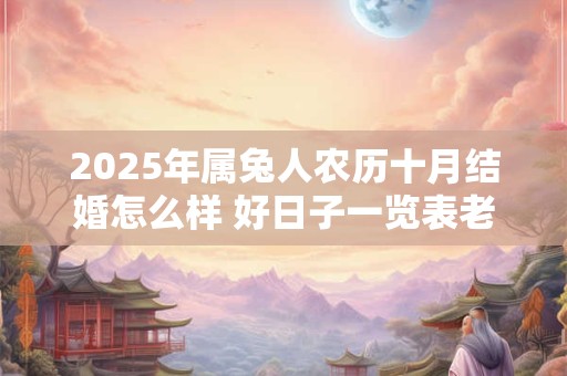 详细阅读:2025年属兔人农历十月结婚怎么样 好日子一览表老黄历 2025年属兔人农历十月结婚怎么样 好日子一览表老黄历