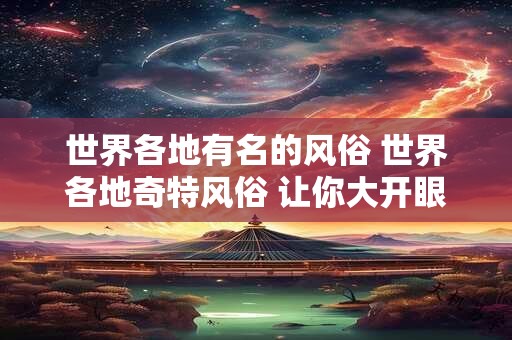 世界各地有名的风俗 世界各地奇特风俗 让你大开眼界! 世界各地有名的风俗 世界各地奇特风俗 让你大开眼界!