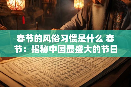 春节的风俗习惯是什么 春节:揭秘中国最盛大的节日风俗习惯 春节的风俗习惯是什么 春节:揭秘中国最盛大的节日风俗习惯