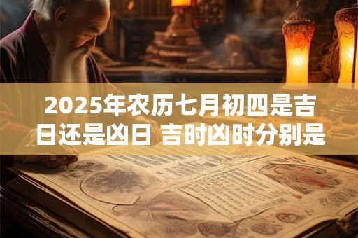 2025年农历七月初四是吉日还是凶日 吉时凶时分别是几点