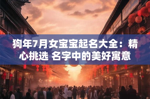 狗年7月女宝宝起名大全：精心挑选 名字中的美好寓意