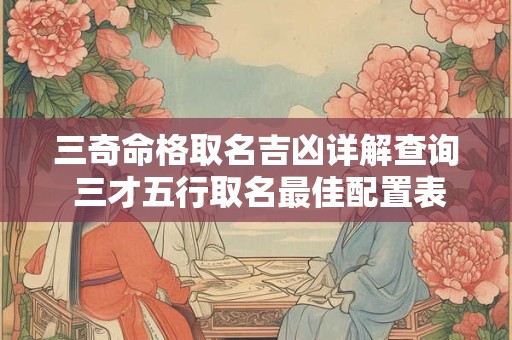 三奇命格取名吉凶详解查询 三才五行取名最佳配置表