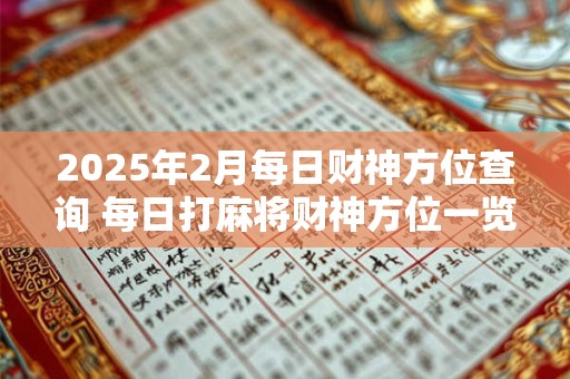 2025年2月每日财神方位查询 每日打麻将财神方位一览表